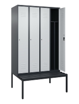 C+P Spind Classic PLUS 0800507-20f mit Trennwand +Sitzbank 2 Abt.300mm Zylinderschloss (HxBxT) 2120x600x815mm k7016/7035