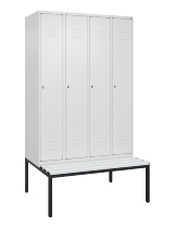 C+P Spind Classic PLUS 0800507-20f mit Trennwand +Sitzbank 2 Abt.300mm Zylinderschloss (HxBxT) 2120x600x815mm k7016/7035