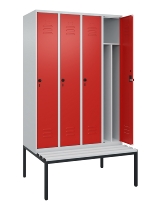 C+P Spind Classic PLUS 0800507-20f mit Trennwand +Sitzbank 2 Abt.300mm Zylinderschloss (HxBxT) 2120x600x815mm k7016/7035