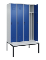 C+P Spind Classic PLUS 0800507-20f mit Trennwand +Sitzbank 2 Abt.300mm Zylinderschloss (HxBxT) 2120x600x815mm k7016/7035