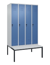 C+P Spind Classic PLUS 0800507-20f mit Trennwand +Sitzbank 2 Abt.300mm Zylinderschloss (HxBxT) 2120x600x815mm k7016/7035
