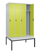 C+P Spind Classic PLUS 0800507-20f mit Trennwand +Sitzbank 2 Abt.300mm Zylinderschloss (HxBxT) 2120x600x815mm k7016/7035