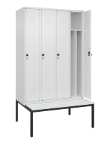 C+P Spind Classic PLUS 0800507-20f mit Trennwand +Sitzbank 2 Abt.300mm Zylinderschloss (HxBxT) 2120x600x815mm k7016/7035
