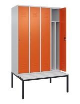C+P Spind Classic PLUS 0800507-20f mit Trennwand +Sitzbank 2 Abt.300mm Zylinderschloss (HxBxT) 2120x600x815mm k7016/7035