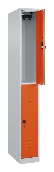 C+P Doppelstock-Spind 080300-39 Classic PLUS bodenstehend 3 Abt.250mm je 2 Fächer Zylinderschloss (HxBxT)1850x750x500mm 7035/3003