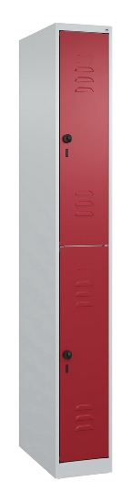 C+P Doppelstock-Spind 080300-39 Classic PLUS bodenstehend 3 Abt.250mm je 2 Fächer Zylinderschloss (HxBxT)1850x750x500mm 7035/3003