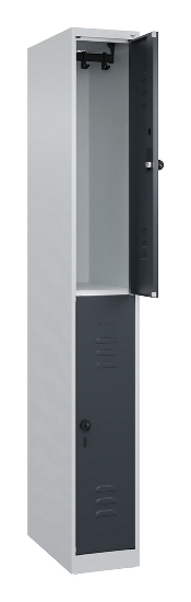 C+P Doppelstock-Spind 080300-39 Classic PLUS bodenstehend 3 Abt.250mm je 2 Fächer Zylinderschloss (HxBxT)1850x750x500mm 7035/3003