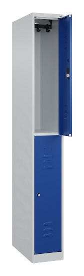 C+P Doppelstock-Spind 080300-39 Classic PLUS bodenstehend 3 Abt.250mm je 2 Fächer Zylinderschloss (HxBxT)1850x750x500mm 7035/3003