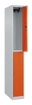 C+P Doppelstock-Spind 080300-39 Classic PLUS bodenstehend 3 Abt.250mm je 2 Fächer Zylinderschloss (HxBxT)1850x750x500mm 7035/3003