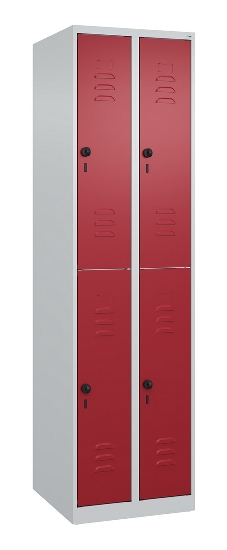 C+P Doppelstock-Spind 080300-39 Classic PLUS bodenstehend 3 Abt.250mm je 2 Fächer Zylinderschloss (HxBxT)1850x750x500mm 7035/3003