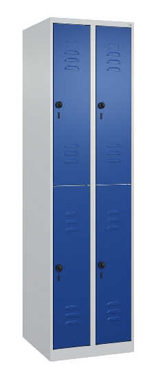 C+P Doppelstock-Spind 080300-39 Classic PLUS bodenstehend 3 Abt.250mm je 2 Fächer Zylinderschloss (HxBxT)1850x750x500mm 7035/3003