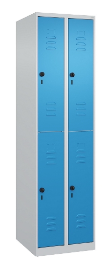 C+P Doppelstock-Spind 080300-39 Classic PLUS bodenstehend 3 Abt.250mm je 2 Fächer Zylinderschloss (HxBxT)1850x750x500mm 7035/3003