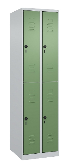 C+P Doppelstock-Spind 080300-39 Classic PLUS bodenstehend 3 Abt.250mm je 2 Fächer Zylinderschloss (HxBxT)1850x750x500mm 7035/3003