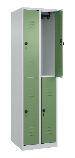 C+P Doppelstock-Spind 080300-39 Classic PLUS bodenstehend 3 Abt.250mm je 2 Fächer Zylinderschloss (HxBxT)1850x750x500mm 7035/3003