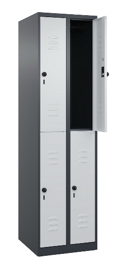 C+P Doppelstock-Spind 080300-39 Classic PLUS bodenstehend 3 Abt.250mm je 2 Fächer Zylinderschloss (HxBxT)1850x750x500mm 7035/3003