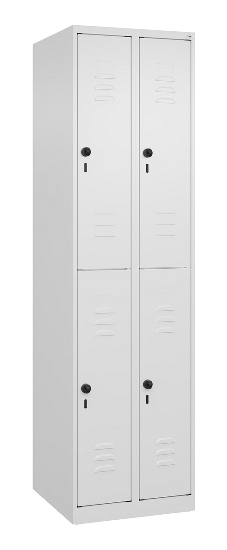 C+P Doppelstock-Spind 080300-39 Classic PLUS bodenstehend 3 Abt.250mm je 2 Fächer Zylinderschloss (HxBxT)1850x750x500mm 7035/3003