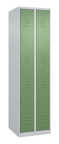 C+P Doppelstock-Spind 080300-39 Classic PLUS bodenstehend 3 Abt.250mm je 2 Fächer Zylinderschloss (HxBxT)1850x750x500mm 7035/3003