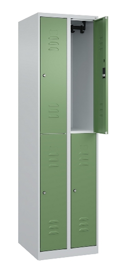 C+P Doppelstock-Spind 080300-39 Classic PLUS bodenstehend 3 Abt.250mm je 2 Fächer Zylinderschloss (HxBxT)1850x750x500mm 7035/3003