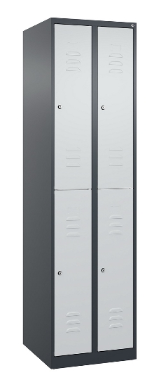 C+P Doppelstock-Spind 080300-39 Classic PLUS bodenstehend 3 Abt.250mm je 2 Fächer Zylinderschloss (HxBxT)1850x750x500mm 7035/3003