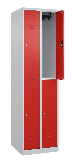 C+P Doppelstock-Spind 080300-39 Classic PLUS bodenstehend 3 Abt.250mm je 2 Fächer Zylinderschloss (HxBxT)1850x750x500mm 7035/3003