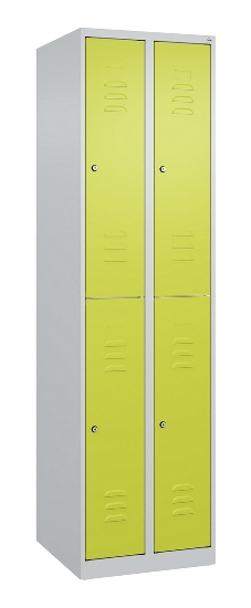 C+P Doppelstock-Spind 080300-39 Classic PLUS bodenstehend 3 Abt.250mm je 2 Fächer Zylinderschloss (HxBxT)1850x750x500mm 7035/3003
