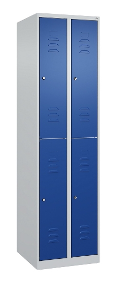 C+P Doppelstock-Spind 080300-39 Classic PLUS bodenstehend 3 Abt.250mm je 2 Fächer Zylinderschloss (HxBxT)1850x750x500mm 7035/3003