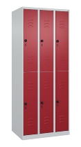 C+P Doppelstock-Spind 080300-39 Classic PLUS bodenstehend 3 Abt.250mm je 2 Fächer Zylinderschloss (HxBxT)1850x750x500mm 7035/3003