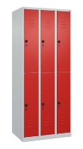 C+P Doppelstock-Spind 080300-39 Classic PLUS bodenstehend 3 Abt.250mm je 2 Fächer Zylinderschloss (HxBxT)1850x750x500mm 7035/3003
