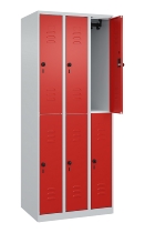 C+P Doppelstock-Spind 080300-39 Classic PLUS bodenstehend 3 Abt.250mm je 2 Fächer Zylinderschloss (HxBxT)1850x750x500mm 7035/3003