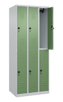 C+P Doppelstock-Spind 080300-39 Classic PLUS bodenstehend 3 Abt.250mm je 2 Fächer Zylinderschloss (HxBxT)1850x750x500mm 7035/3003