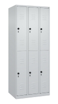 C+P Doppelstock-Spind 080300-39 Classic PLUS bodenstehend 3 Abt.250mm je 2 Fächer Zylinderschloss (HxBxT)1850x750x500mm 7035/3003