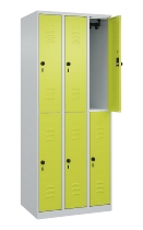 C+P Doppelstock-Spind 080300-39 Classic PLUS bodenstehend 3 Abt.250mm je 2 Fächer Zylinderschloss (HxBxT)1850x750x500mm 7035/3003