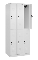 C+P Doppelstock-Spind 080300-39 Classic PLUS bodenstehend 3 Abt.250mm je 2 Fächer Zylinderschloss (HxBxT)1850x750x500mm 7035/3003
