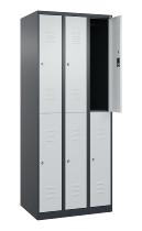 C+P Doppelstock-Spind 080300-39 Classic PLUS bodenstehend 3 Abt.250mm je 2 Fächer Zylinderschloss (HxBxT)1850x750x500mm 7035/3003