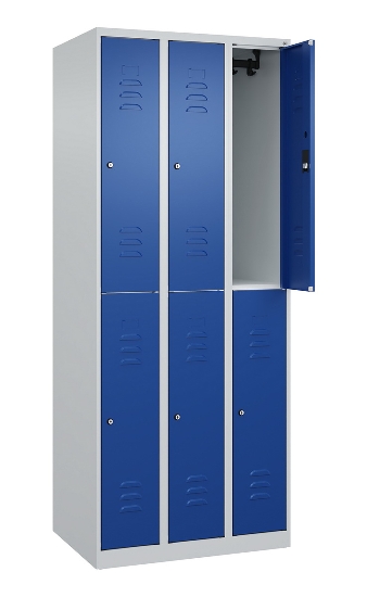 C+P Doppelstock-Spind 080300-39 Classic PLUS bodenstehend 3 Abt.250mm je 2 Fächer Zylinderschloss (HxBxT)1850x750x500mm 7035/3003