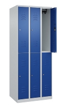 C+P Doppelstock-Spind 080300-39 Classic PLUS bodenstehend 3 Abt.250mm je 2 Fächer Zylinderschloss (HxBxT)1850x750x500mm 7035/3003