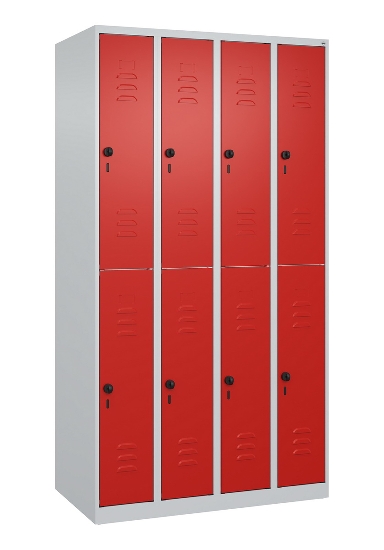 C+P Doppelstock-Spind 080300-39 Classic PLUS bodenstehend 3 Abt.250mm je 2 Fächer Zylinderschloss (HxBxT)1850x750x500mm 7035/3003