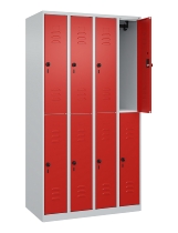 C+P Doppelstock-Spind 080300-39 Classic PLUS bodenstehend 3 Abt.250mm je 2 Fächer Zylinderschloss (HxBxT)1850x750x500mm 7035/3003