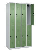 C+P Doppelstock-Spind 080300-39 Classic PLUS bodenstehend 3 Abt.250mm je 2 Fächer Zylinderschloss (HxBxT)1850x750x500mm 7035/3003