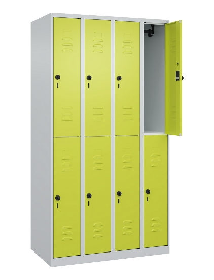 C+P Doppelstock-Spind 080300-39 Classic PLUS bodenstehend 3 Abt.250mm je 2 Fächer Zylinderschloss (HxBxT)1850x750x500mm 7035/3003