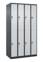C+P Doppelstock-Spind 080300-39 Classic PLUS bodenstehend 3 Abt.250mm je 2 Fächer Zylinderschloss (HxBxT)1850x750x500mm 7035/3003