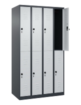 C+P Doppelstock-Spind 080300-39 Classic PLUS bodenstehend 3 Abt.250mm je 2 Fächer Zylinderschloss (HxBxT)1850x750x500mm 7035/3003