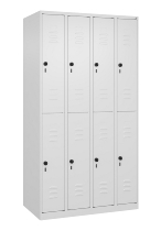 C+P Doppelstock-Spind 080300-39 Classic PLUS bodenstehend 3 Abt.250mm je 2 Fächer Zylinderschloss (HxBxT)1850x750x500mm 7035/3003
