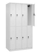 C+P Doppelstock-Spind 080300-39 Classic PLUS bodenstehend 3 Abt.250mm je 2 Fächer Zylinderschloss (HxBxT)1850x750x500mm 7035/3003