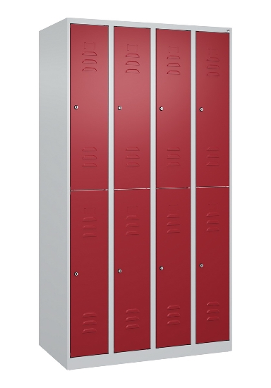 C+P Doppelstock-Spind 080300-39 Classic PLUS bodenstehend 3 Abt.250mm je 2 Fächer Zylinderschloss (HxBxT)1850x750x500mm 7035/3003