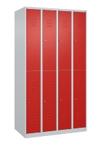 C+P Doppelstock-Spind 080300-39 Classic PLUS bodenstehend 3 Abt.250mm je 2 Fächer Zylinderschloss (HxBxT)1850x750x500mm 7035/3003