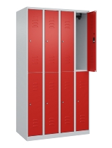 C+P Doppelstock-Spind 080300-39 Classic PLUS bodenstehend 3 Abt.250mm je 2 Fächer Zylinderschloss (HxBxT)1850x750x500mm 7035/3003