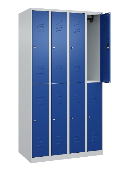 C+P Doppelstock-Spind 080300-39 Classic PLUS bodenstehend 3 Abt.250mm je 2 Fächer Zylinderschloss (HxBxT)1850x750x500mm 7035/3003