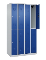 C+P Doppelstock-Spind 080300-39 Classic PLUS bodenstehend 3 Abt.250mm je 2 Fächer Zylinderschloss (HxBxT)1850x750x500mm 7035/3003