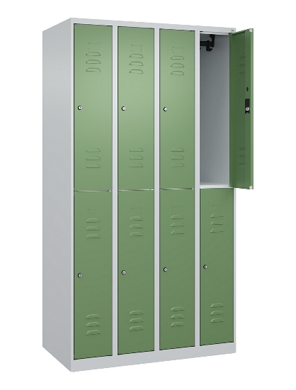C+P Doppelstock-Spind 080300-39 Classic PLUS bodenstehend 3 Abt.250mm je 2 Fächer Zylinderschloss (HxBxT)1850x750x500mm 7035/3003